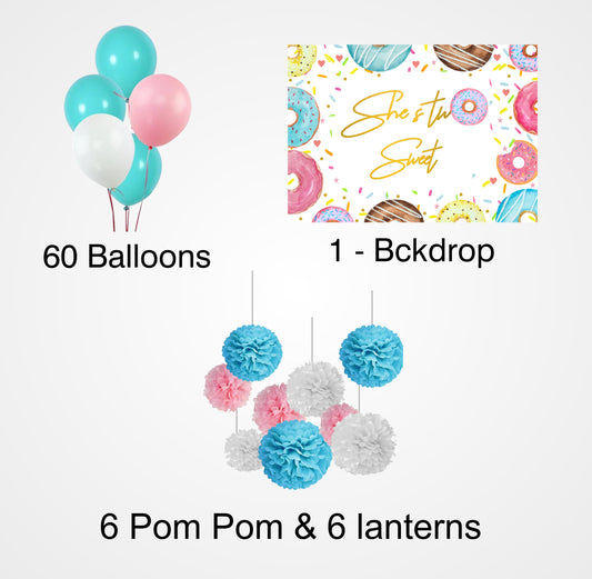 Two Sweet Theme Birthday Party Complete Decoration Kit