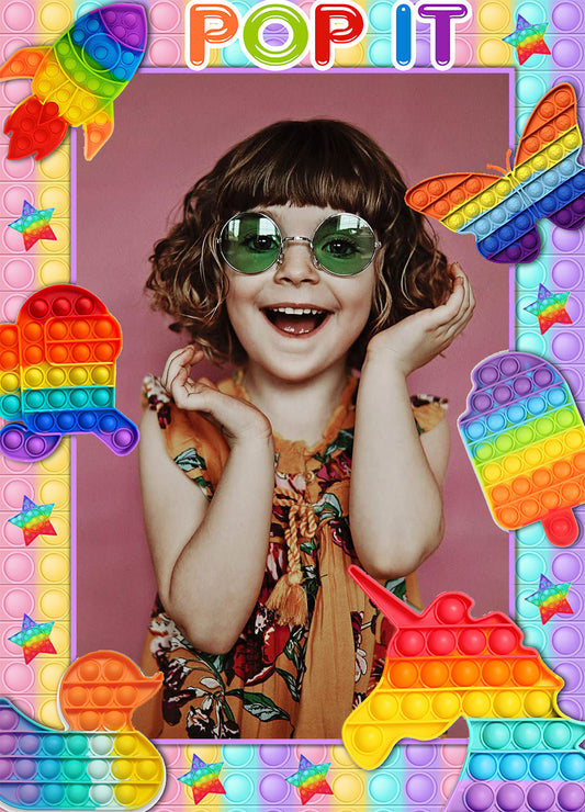 Pop It Theme Birthday Party Selfie Photo Booth Frame & Props