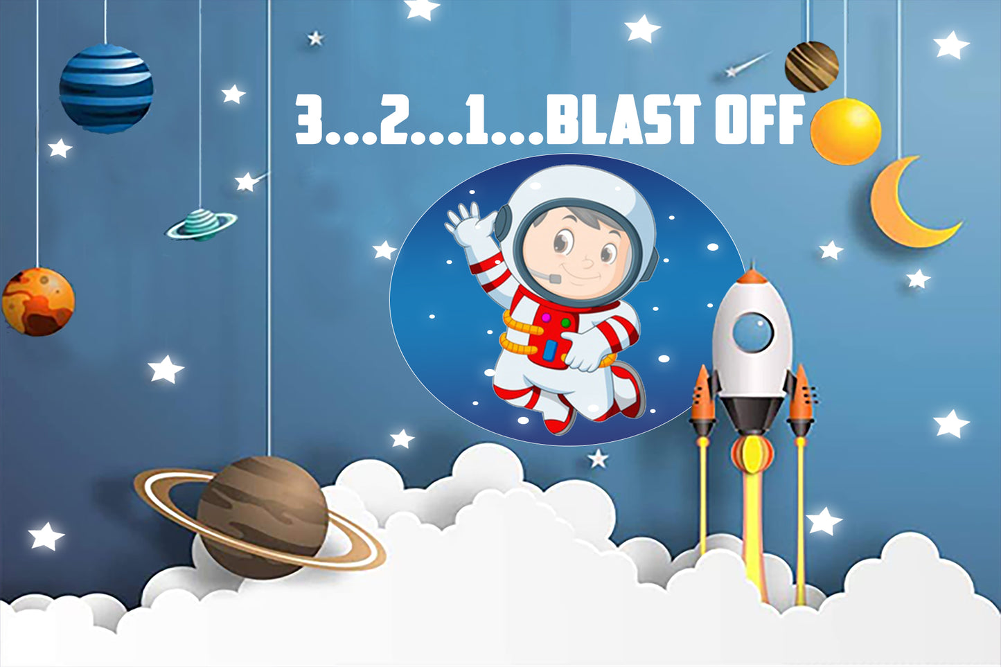 Space Theme Birthday Party Backdrop