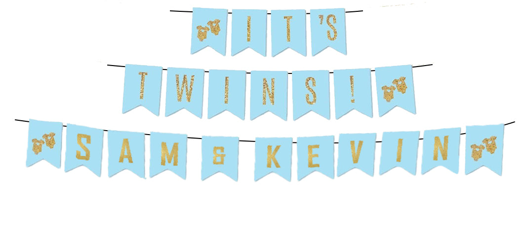 Twin Boys Birthday Paper Banner for Decoration