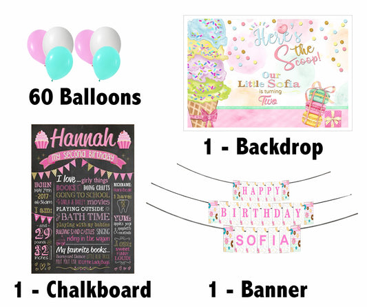 Two sweet Girls Theme Birthday Party Personalized Complete Kit