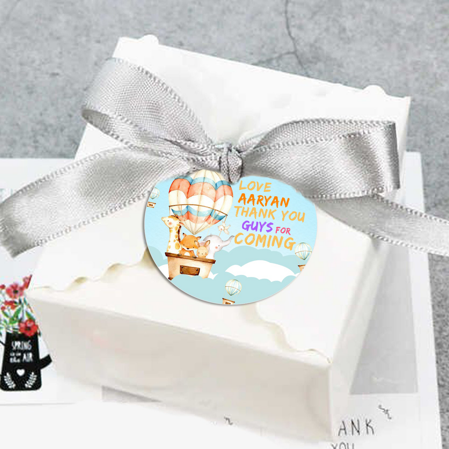 Hot Air Birthday Party Thank You Gift Tags