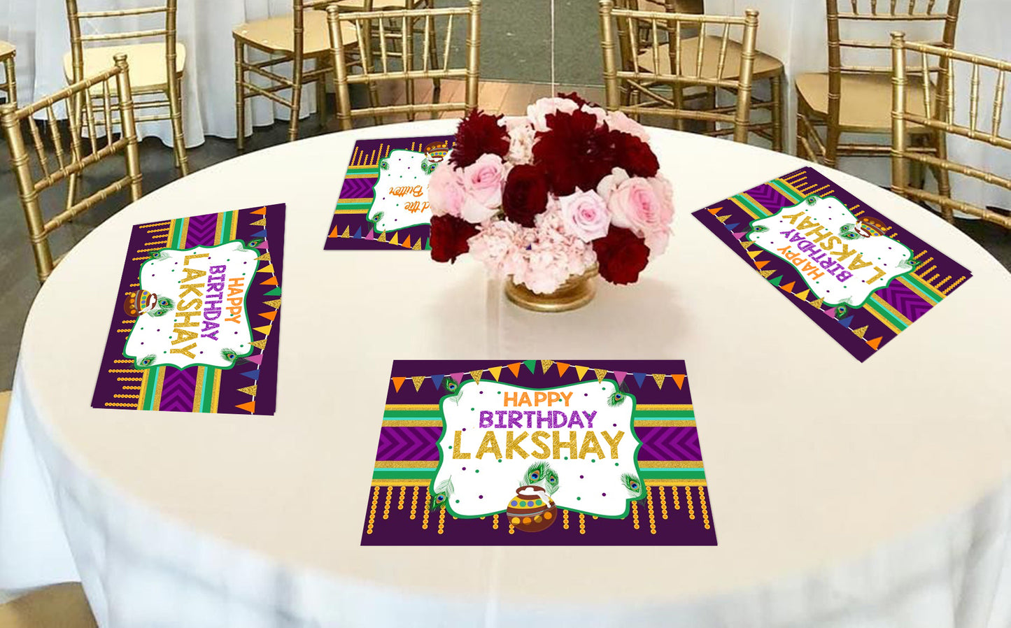 "Little Krishna "- Themed Table Place-Mats For Birthday Theme Parties - Pack Of 6