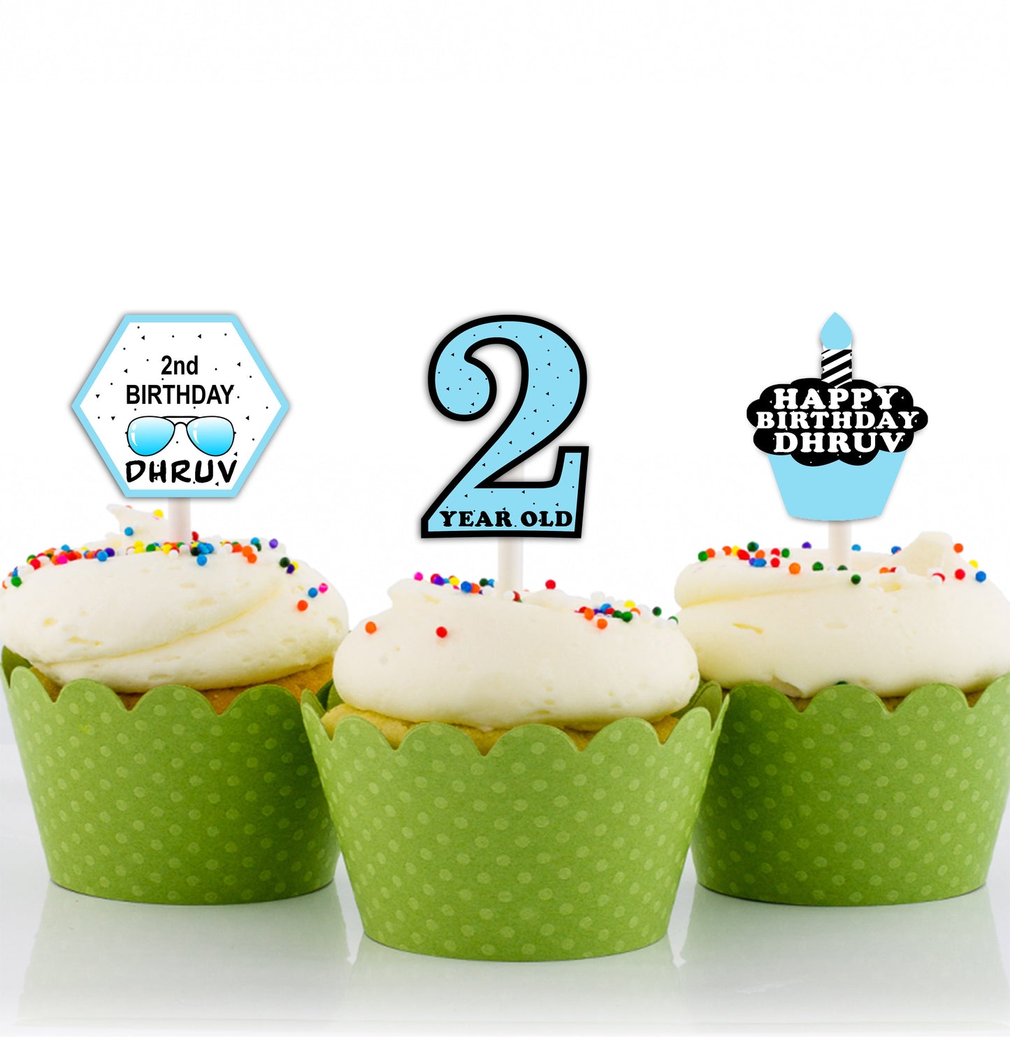 Two Cool Theme Birthday Party Cupcake Toppers for Decoration
