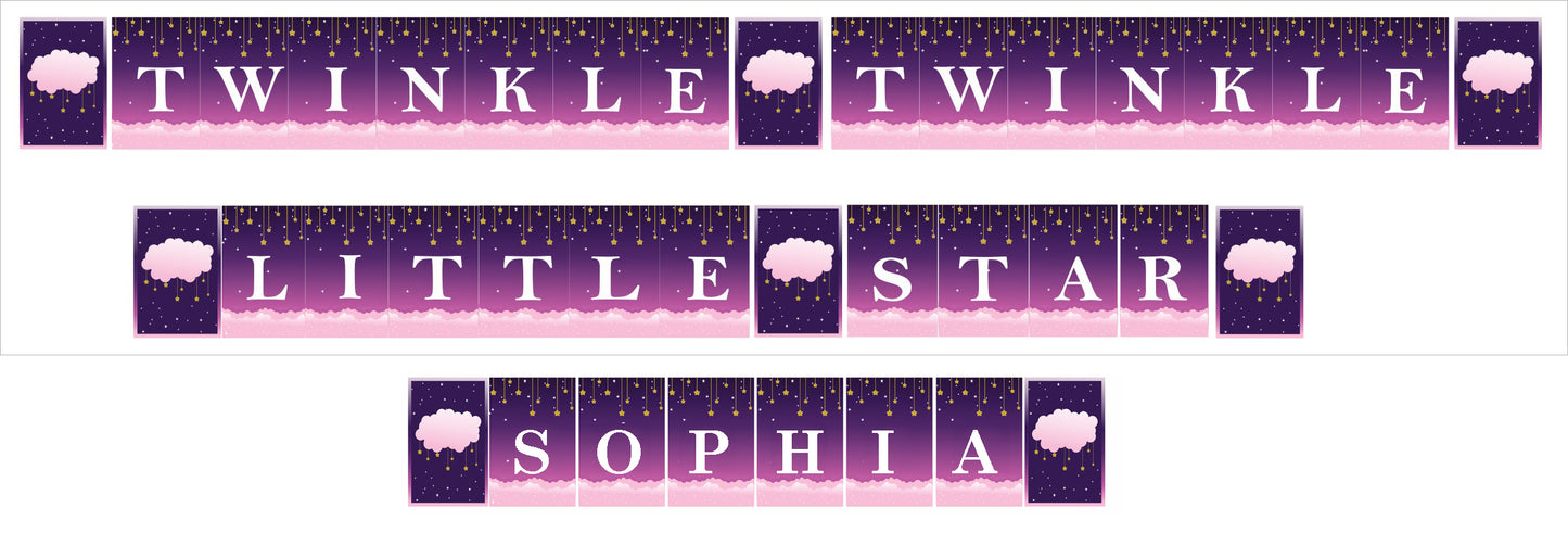 Twinkle Twinkle Little Star Theme Birthday Party Banner for Decoration