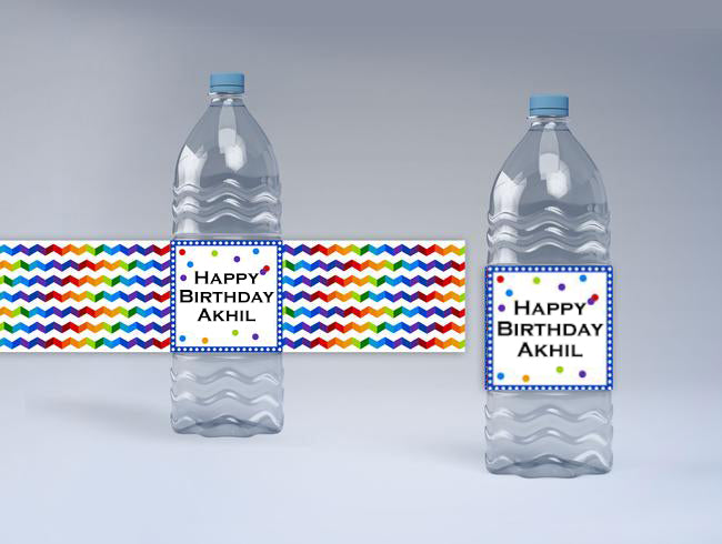 Joyful Theme Birthday Water Bottle Labels