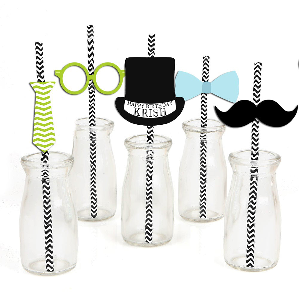 Little Man Theme Birthday Party Paper Decorative Straws