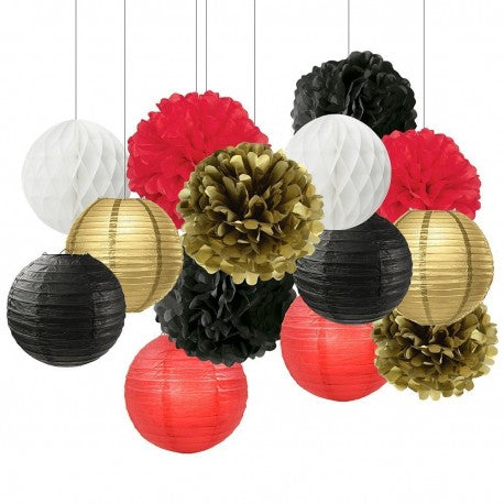 Tissue Paper Pom Poms And Paper Lanterns.