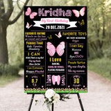 Butterfly & Flowers Customized Chalkboard/Milestone Board for Kids Birthday Party