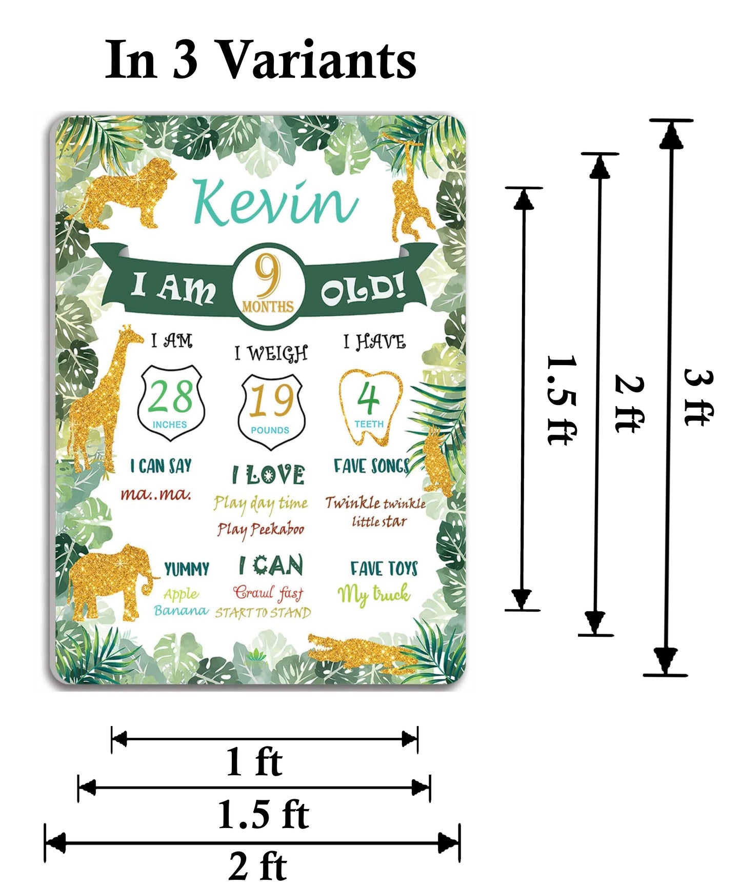 Jungle Birthday Customized Chalkboard/Milestone Board for Kids Birthday Party