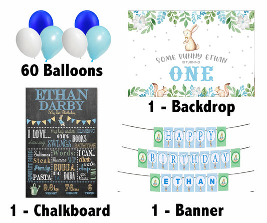 Some Bunny is one Birthday Party Personalized Complete Kit