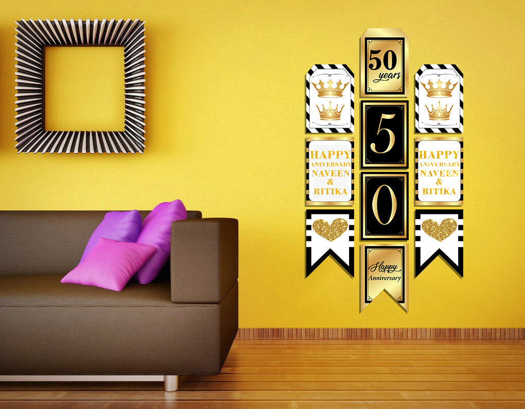 50th Anniversary Party Paper Door Banner for Wall Decoration