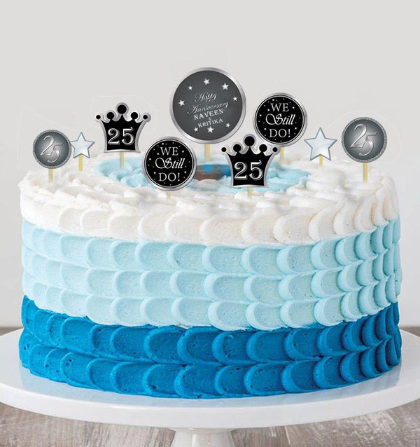 25th Anniversary Party Cake Topper/Cake Decoration Kit