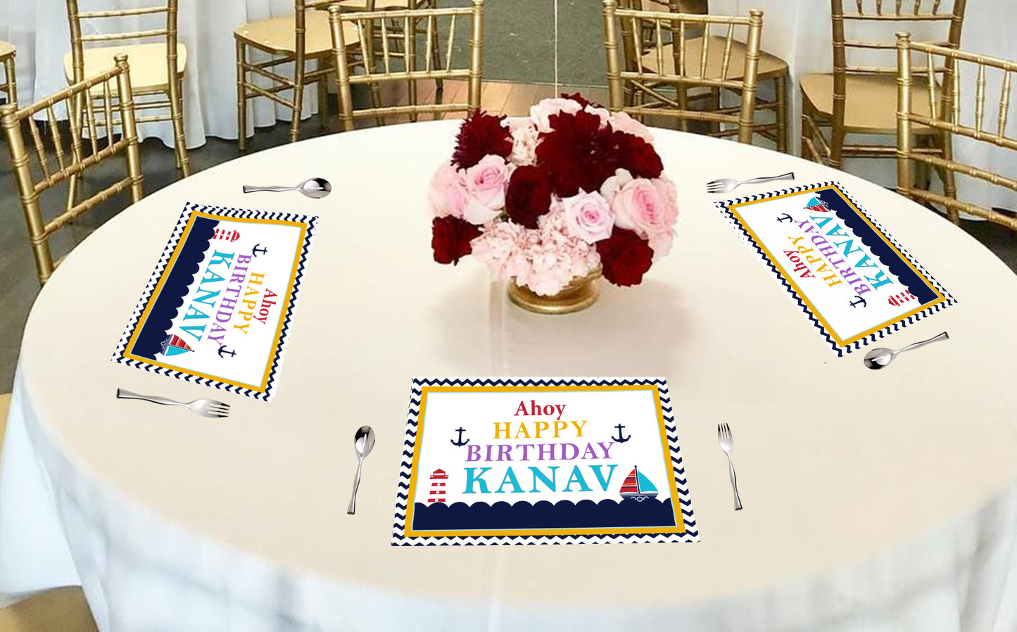 Nautical Ahoy Theme Birthday Table Mats for Decoration