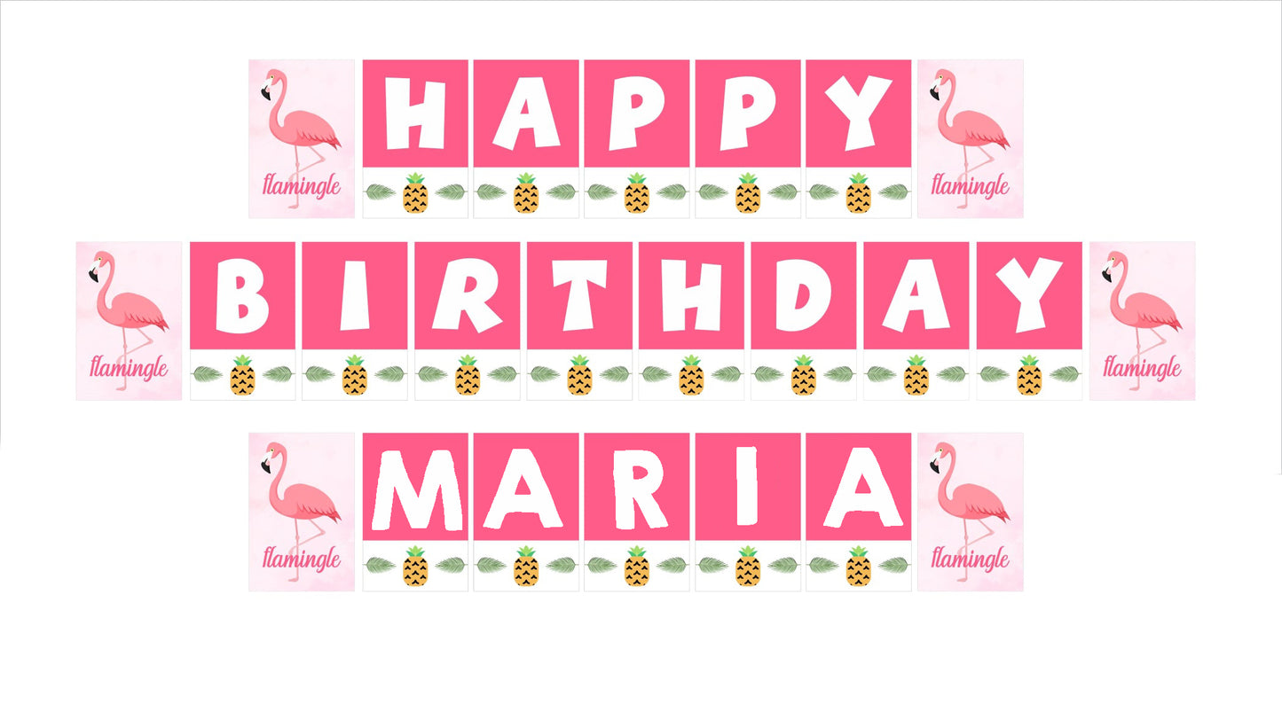 Lets Flamingo - Happy Birthday Banner Decoration