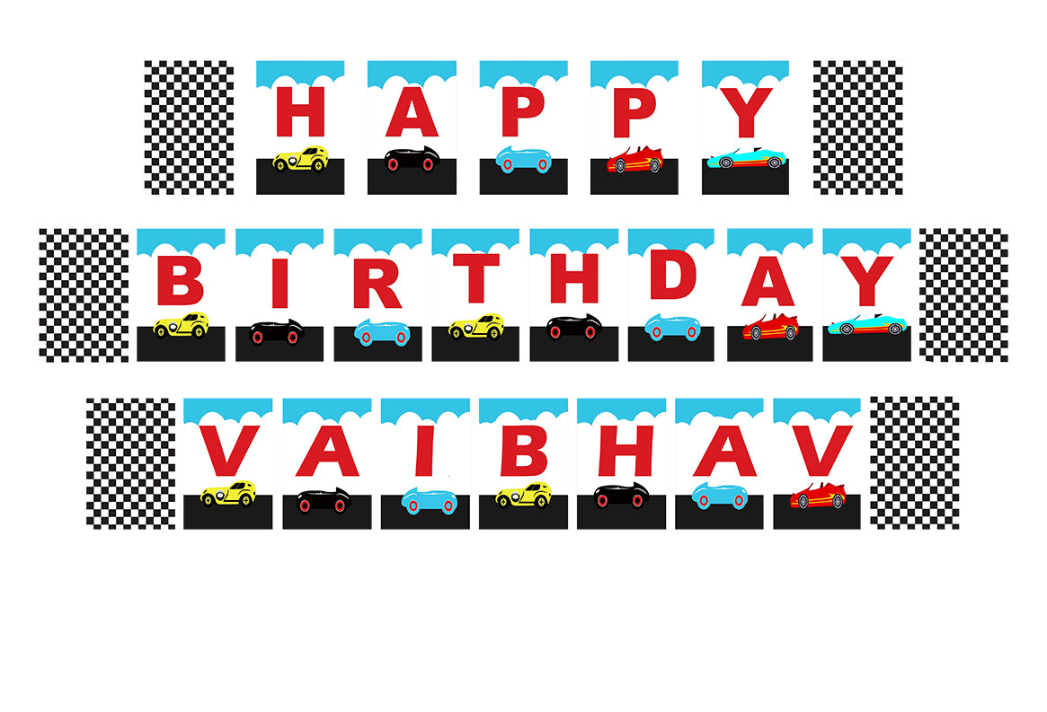 Cars Birthday Party Banner for Decoration