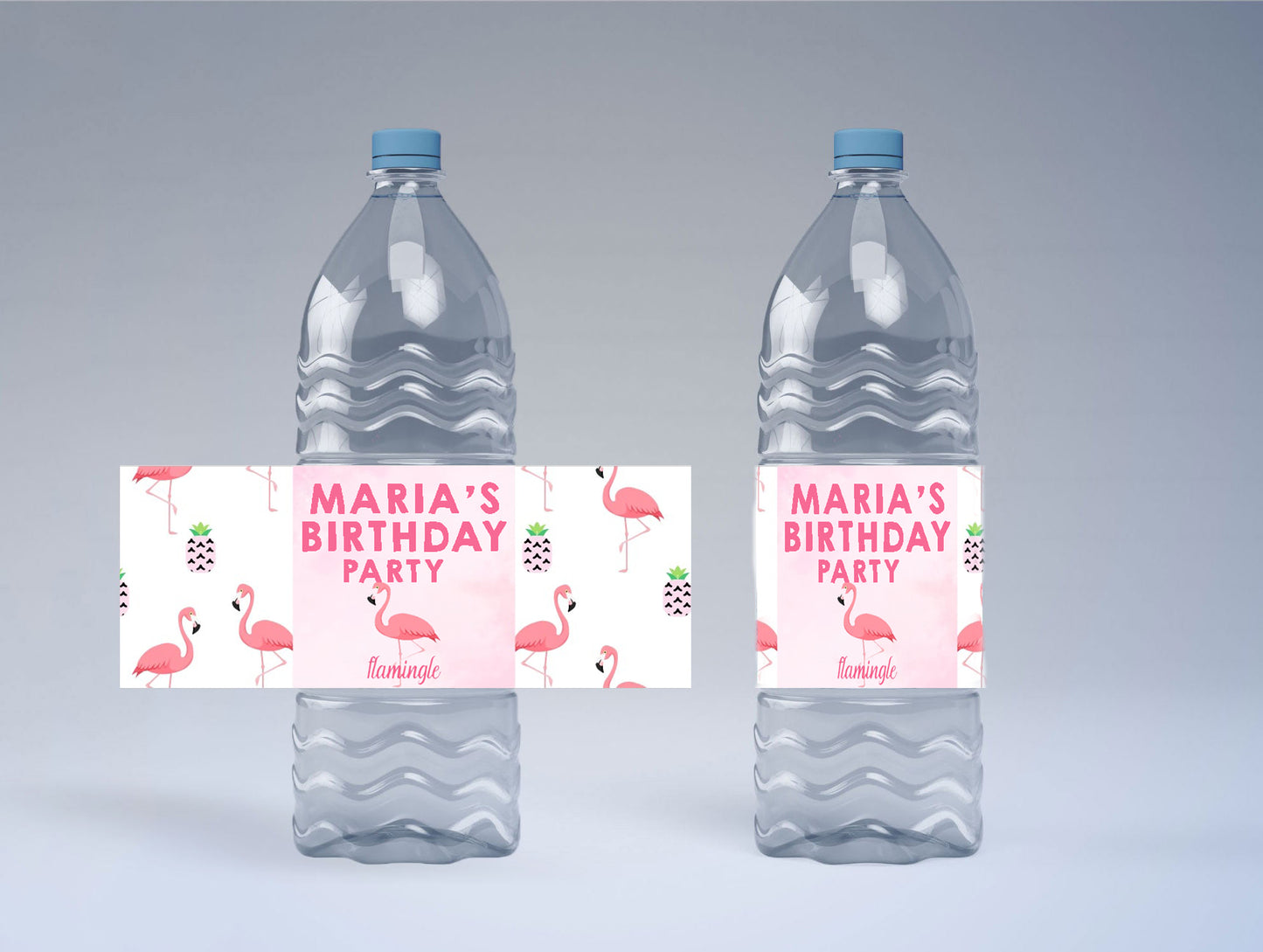 Flamingo Theme Birthday Party Water Bottle Labels