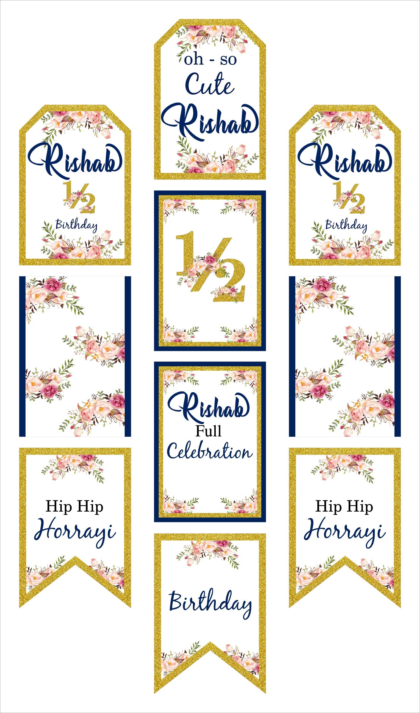 Half Birthday Theme Birthday Paper Door Banner for Wall Decoration