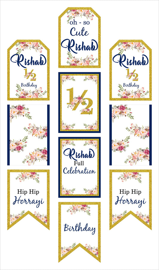 Half Birthday Theme Birthday Paper Door Banner for Wall Decoration