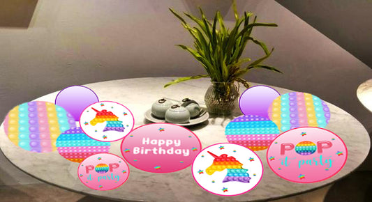 Pop It Theme Birthday Party Table Confetti