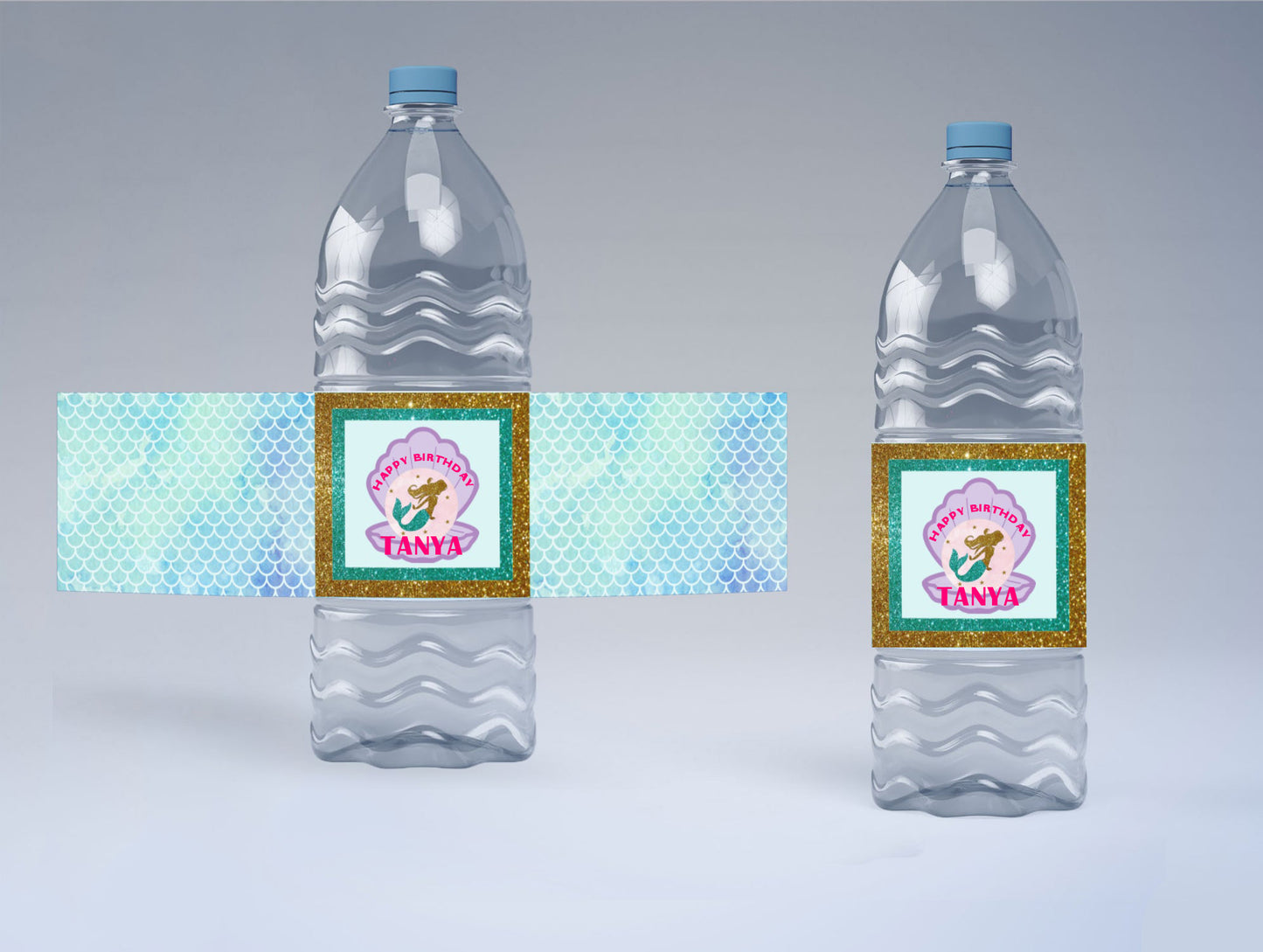 Mermaid Theme Water Bottle Labels
