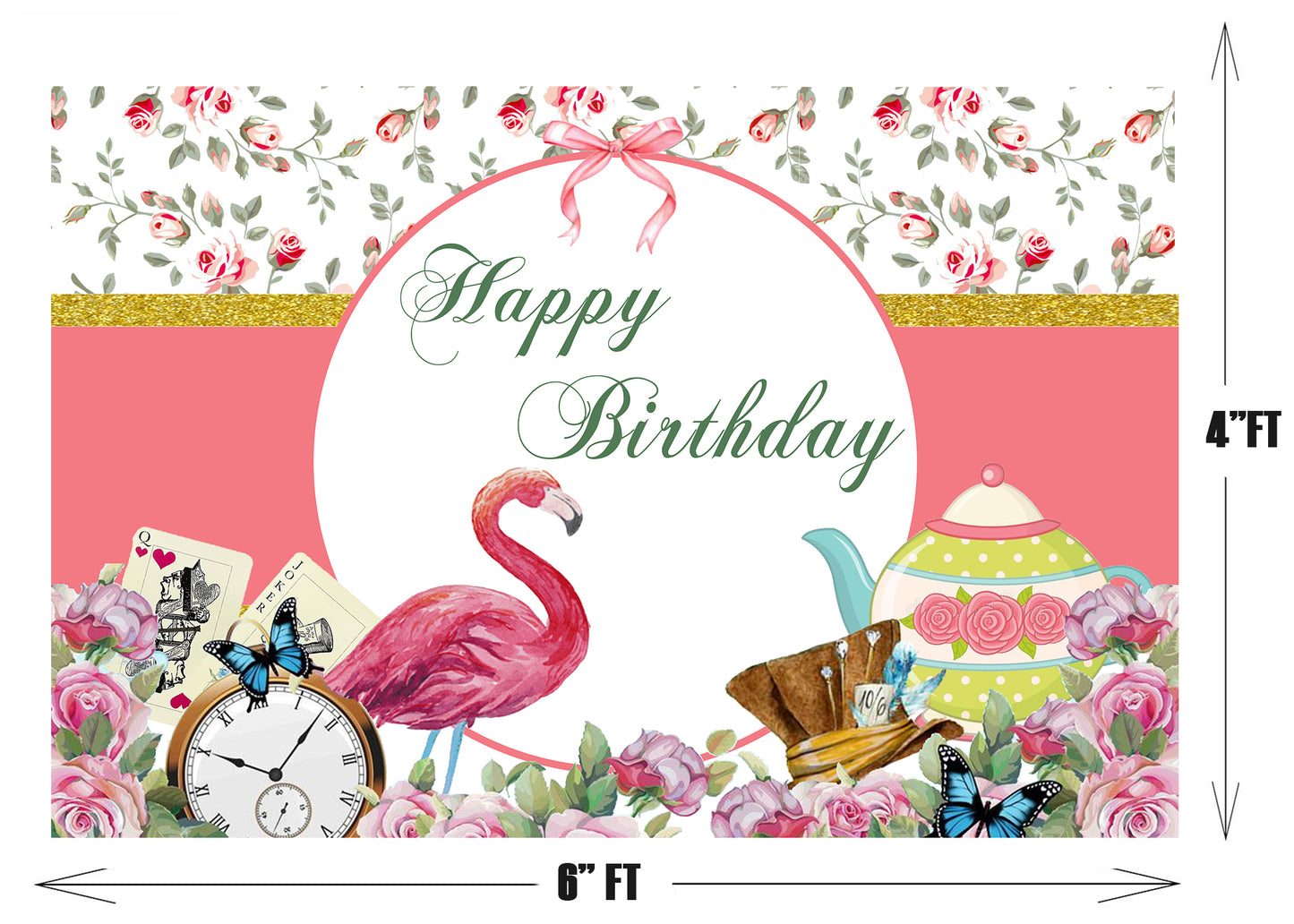 Alice Tea Theme Birthday Party Backdrop