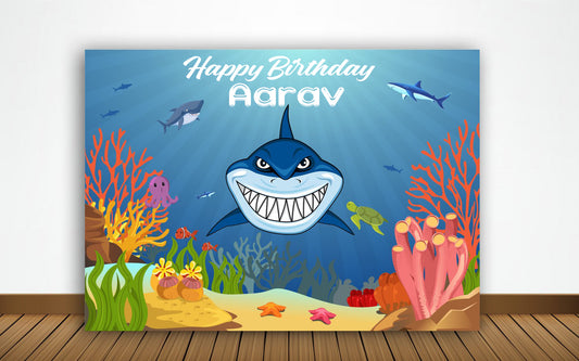 Baby Shark Theme Birthday Party Backdrop