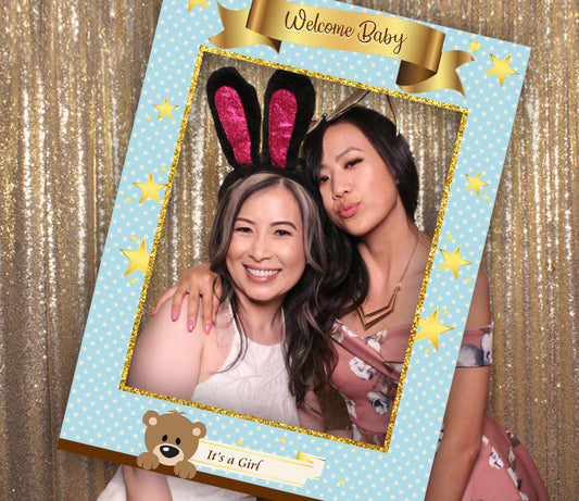 Cute Teddy Theme Welcome Baby Selfie Photo Booth Frame & Props