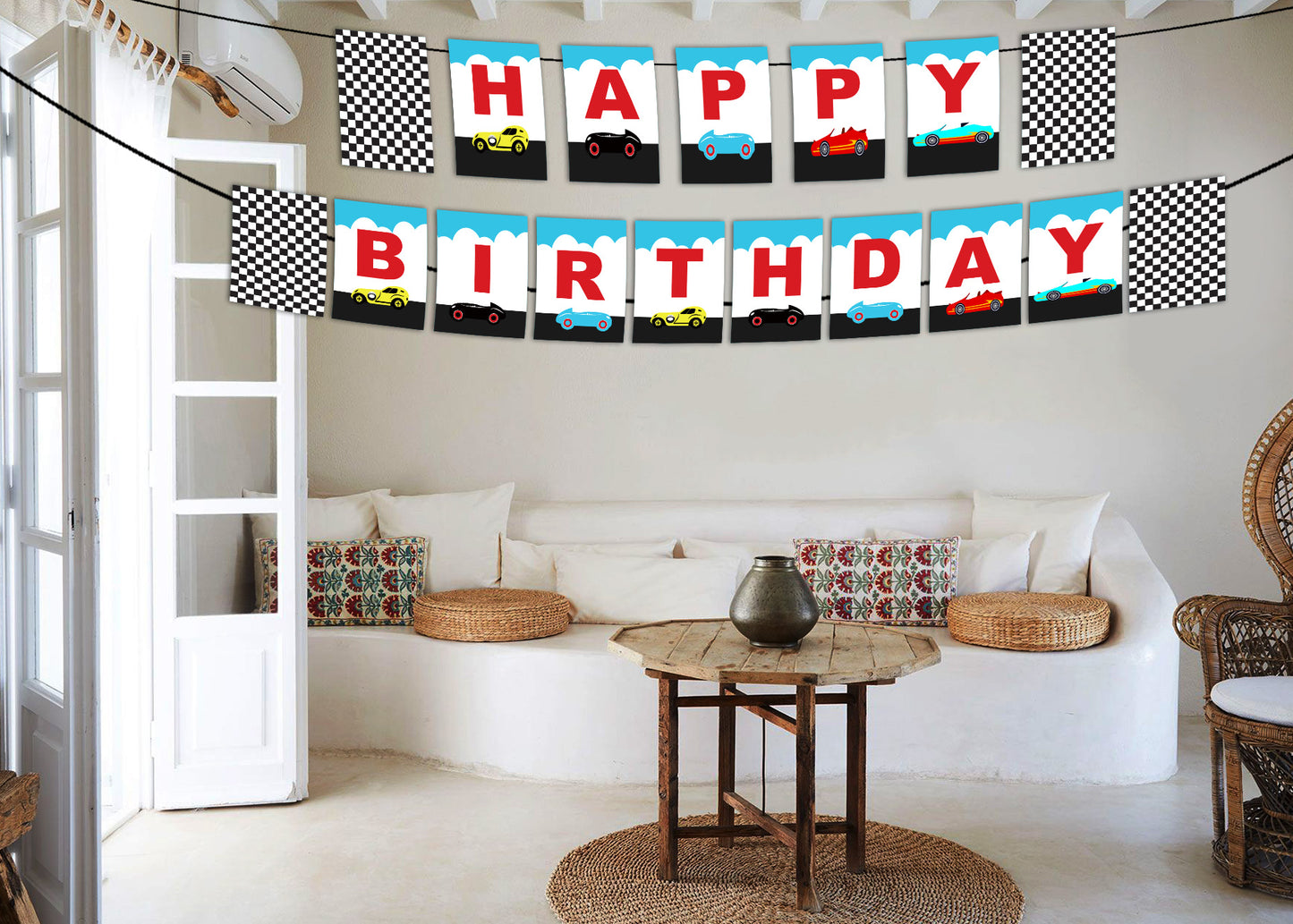 Cars Birthday Party Banner for Decoration