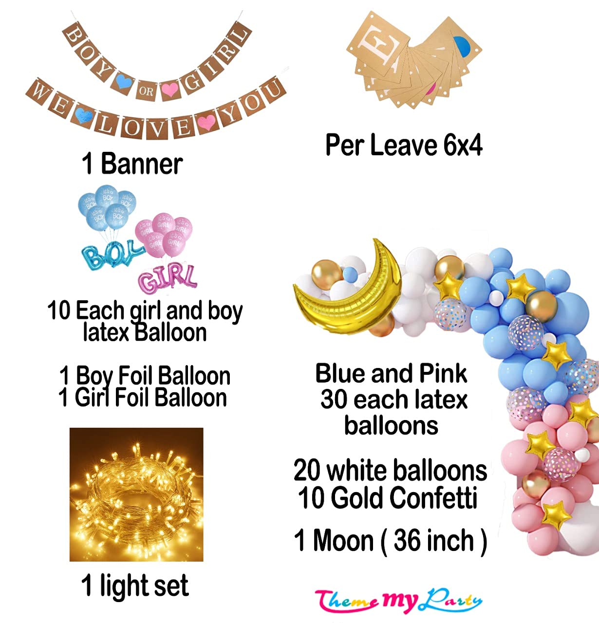 Boy Or Girl We Love You 115 pcs Baby Shower Decoration Combo with Balloons and Led Light (Baby Shower)