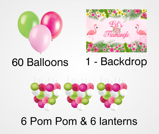 Flamingo Theme Birthday Party Complete Decoration Kit