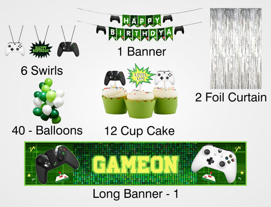 Gaming Theme Complete Party Kit with Backdrop & Decorations