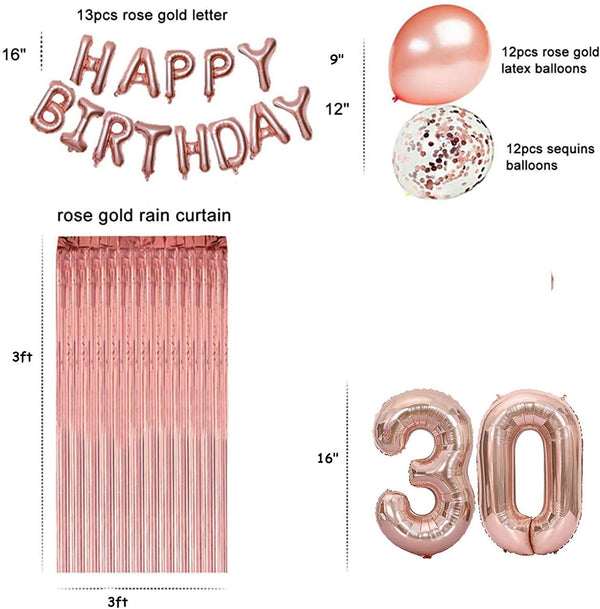 30th Rose Gold Balloons Decoration