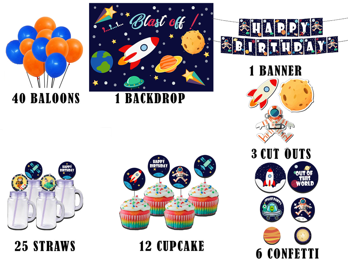 Space Theme Birthday Party Decoration Kit