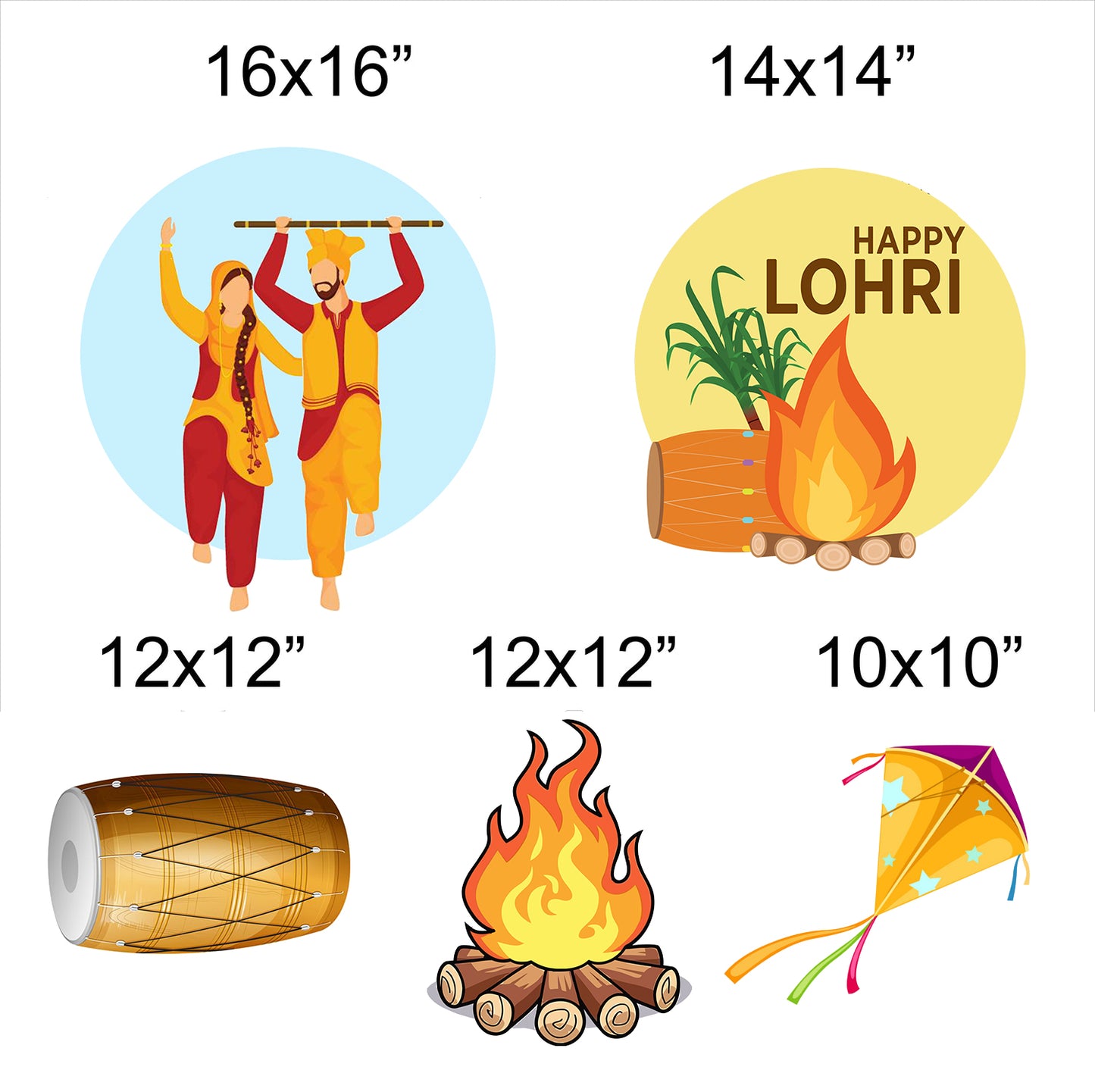 Lohri Party Cutout Pack For Decoration