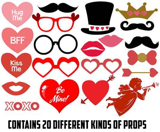 Valentine Party Photo Booth and Props Set