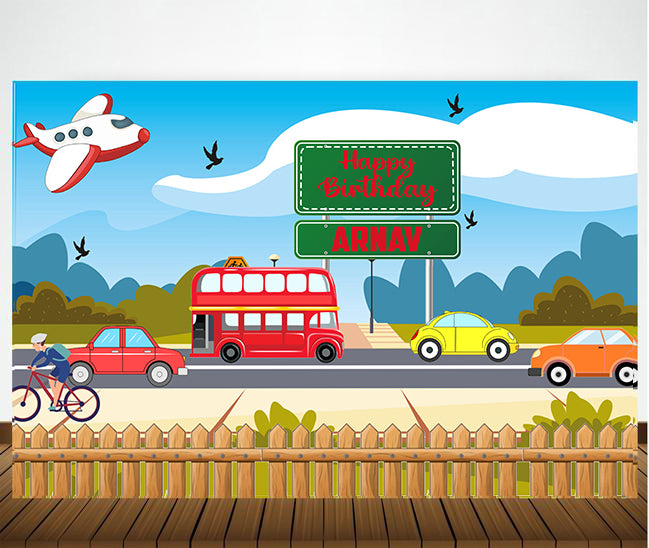 Transport Theme Birthday  Backdrop Banner for Decoration