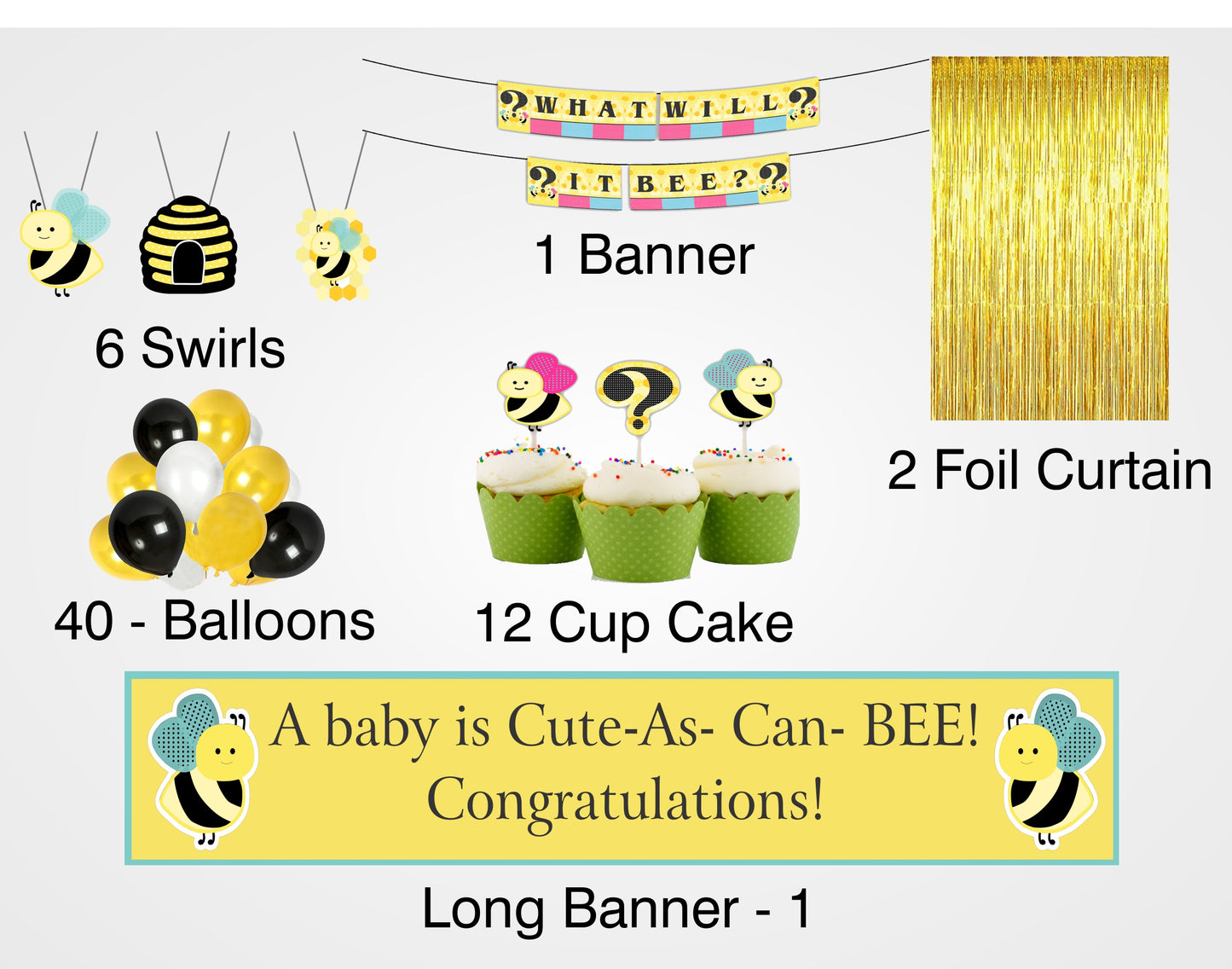 Baby Shower What It will BEE Party Decoration Kit