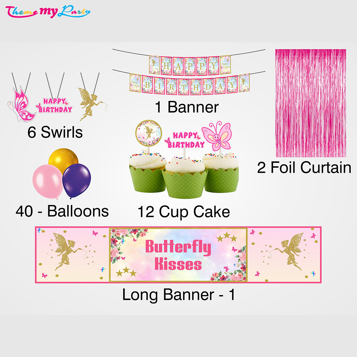 Butterfly & Fairies Theme Birthday Party Decoration Kit
