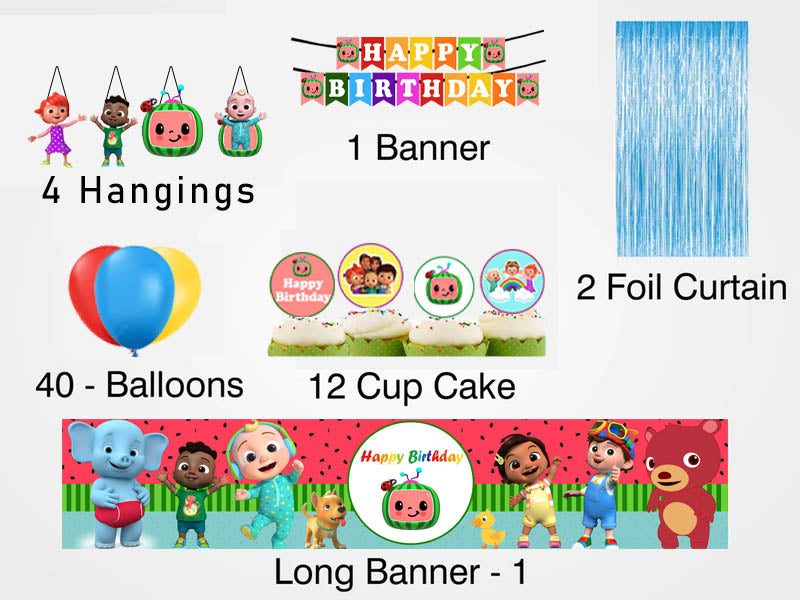 Cocomelon Theme Birthday Party Decoration Kit