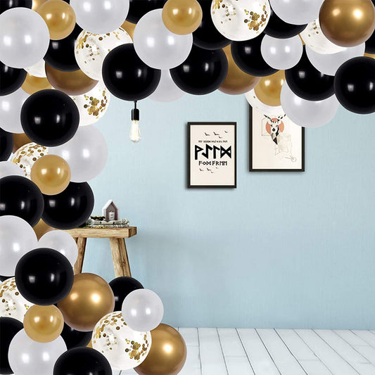 120pcs Black Golden Balloon ,Garland kit with Confetti, White Golden Balloon, Golden Balloon Arch, Used for Halloween, Birthday, Wedding, Bath and Festival Decoration (Balloons)