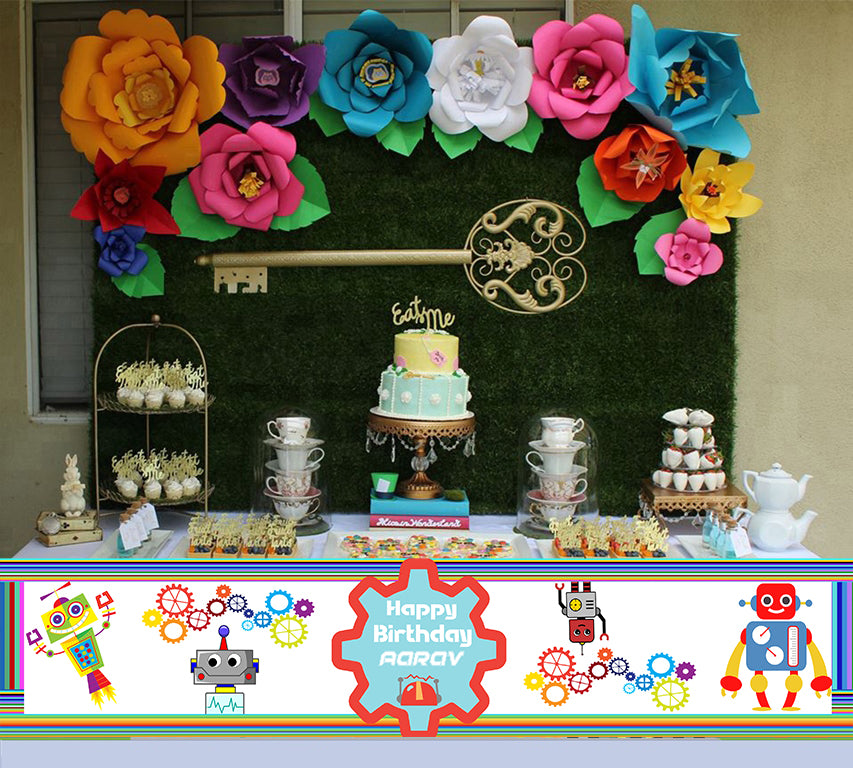 Robot Theme Birthday Long Banner for Decoration