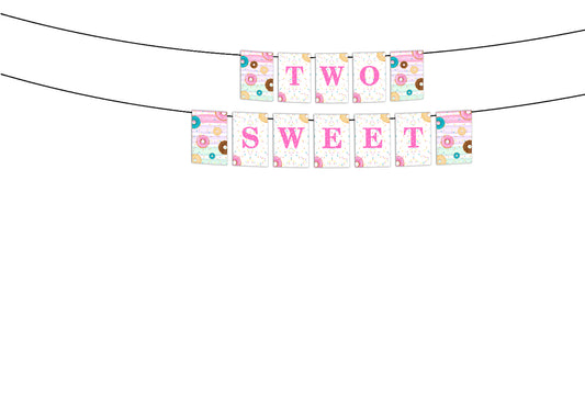 Two Sweet Theme Birthday Party Banner for Decoration