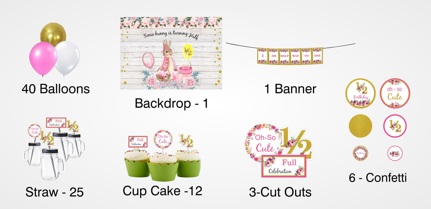 Half Birthday Girls Complete Decoration Kit