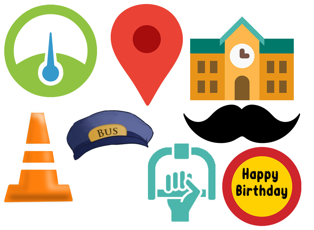 Wheels on the Bus Theme Birthday Party Photo Booth Props Kit