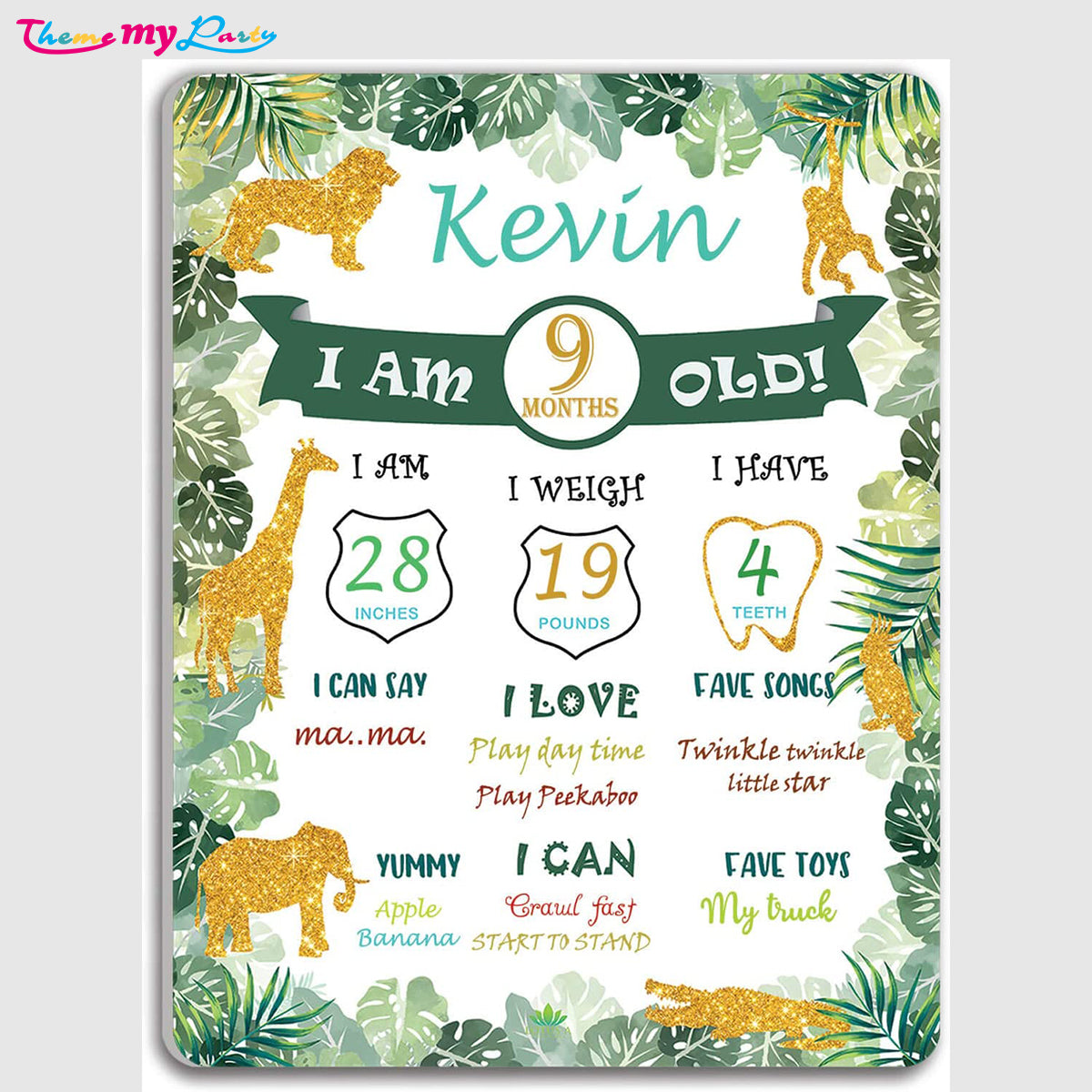 Jungle Birthday Customized Chalkboard/Milestone Board for Kids Birthday Party