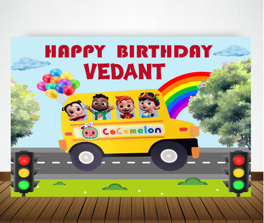 Cocomelon Theme Birthday Party Backdrop