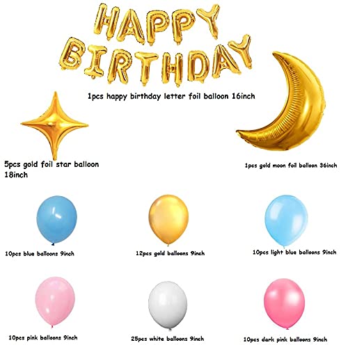 Twinkle Twinkle Little Star Birthday Party Decorations with Moon and Stars Balloon Garland Kit for Birthday Party