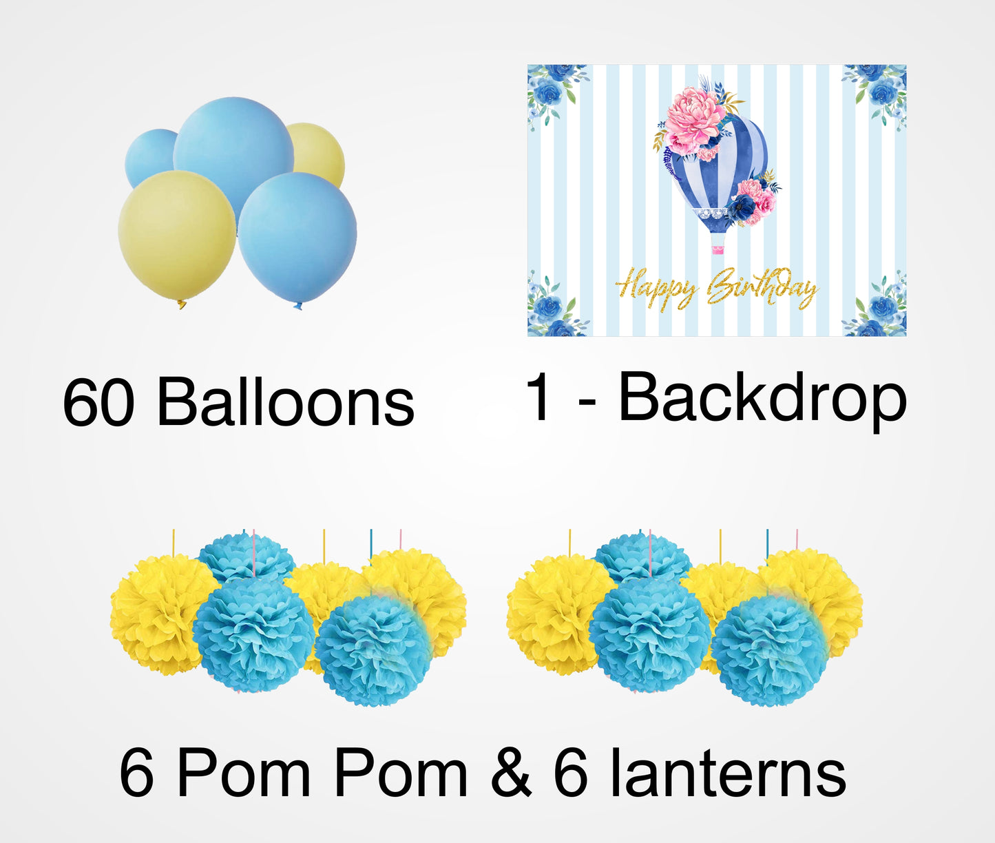 Hot Air Birthday Party Decoration Kit