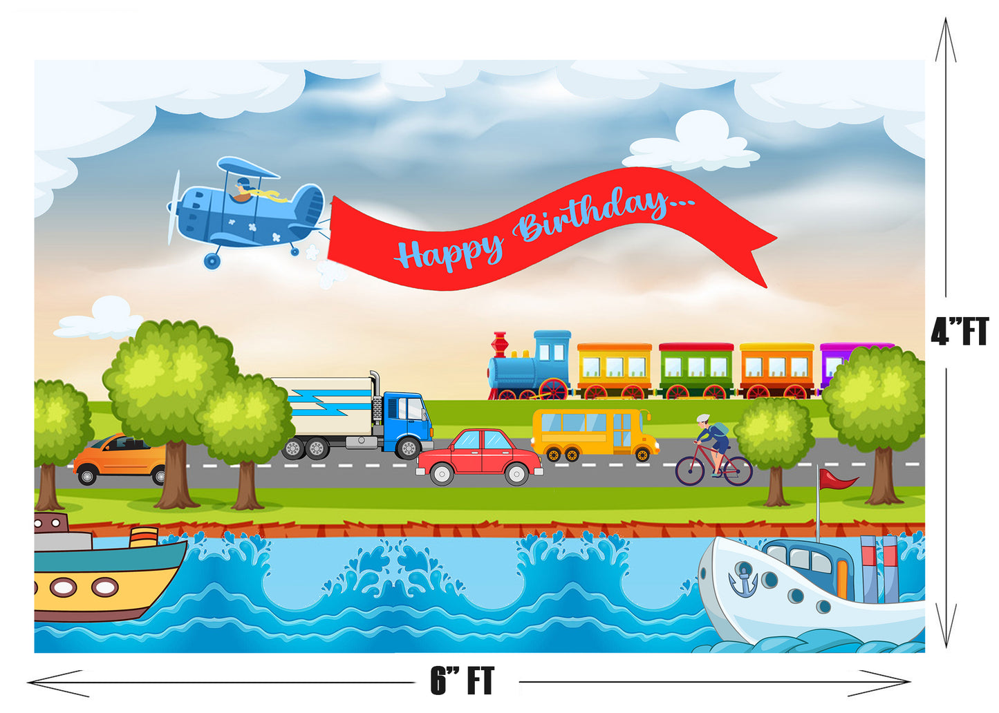 Transport Theme Birthday Party Backdrop Banner Home Decoration